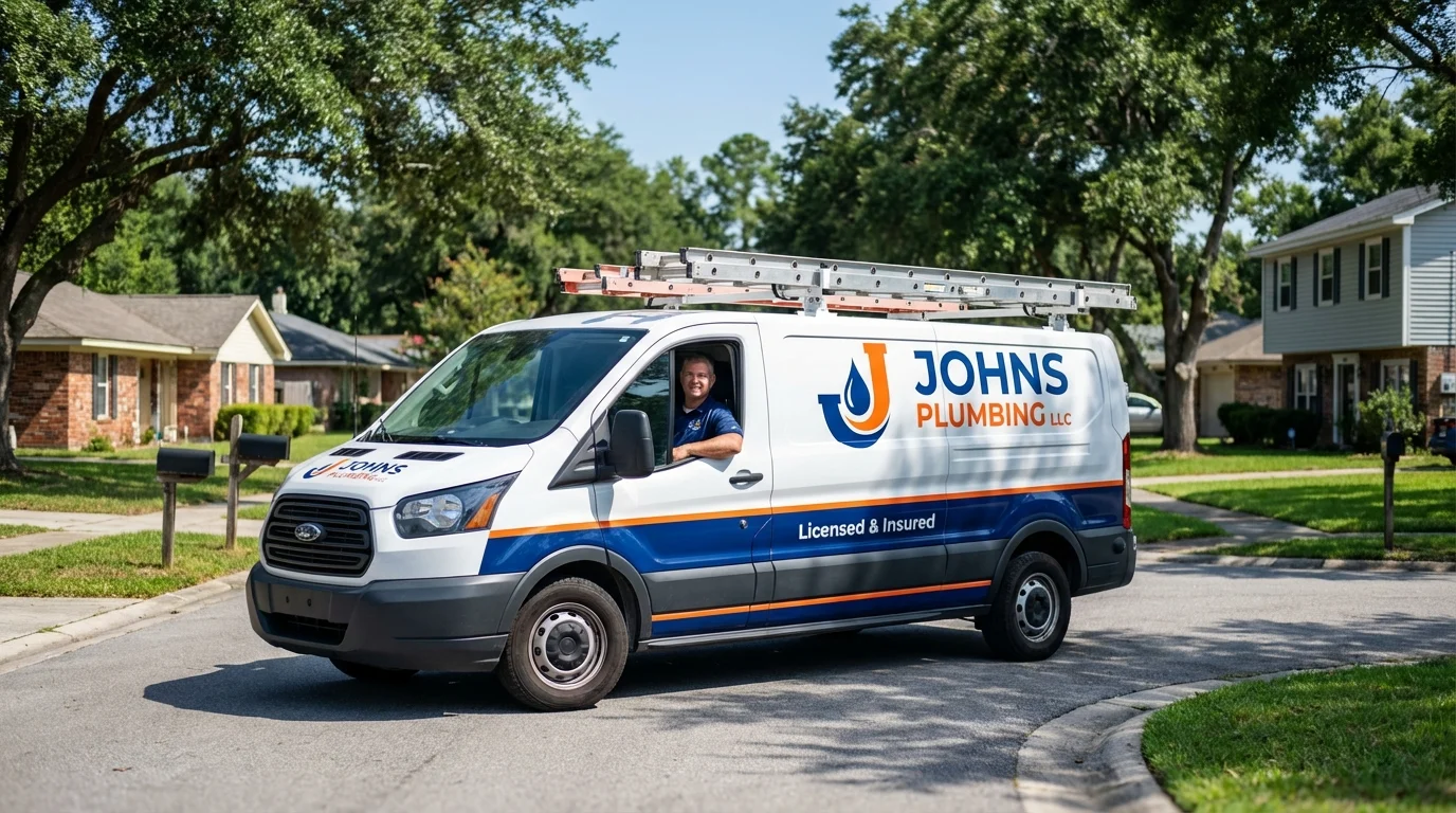 Johns Plumbing LLC service van in Covington, TN