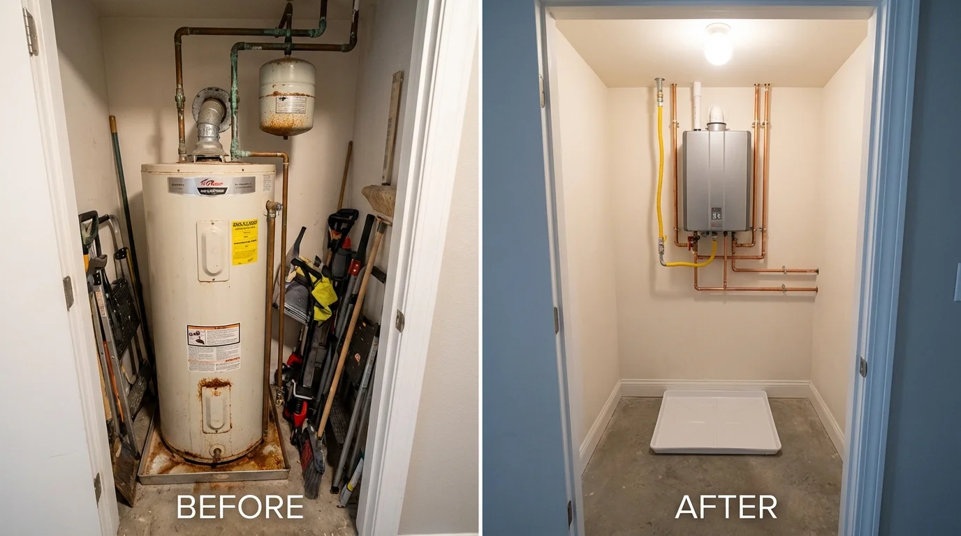 Tank water heater versus wall-mounted tankless unit comparison for Covington, TN homeowners